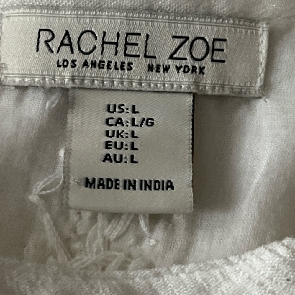 Rachel Zoe white Blouse with Tassel Detail and silver threads throughout cloth - Picture 9 of 10